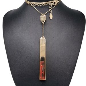 Linea By Louis Dell'Olio QVC Goldtone Vertical Bar Y-Drop Minimalist Necklace